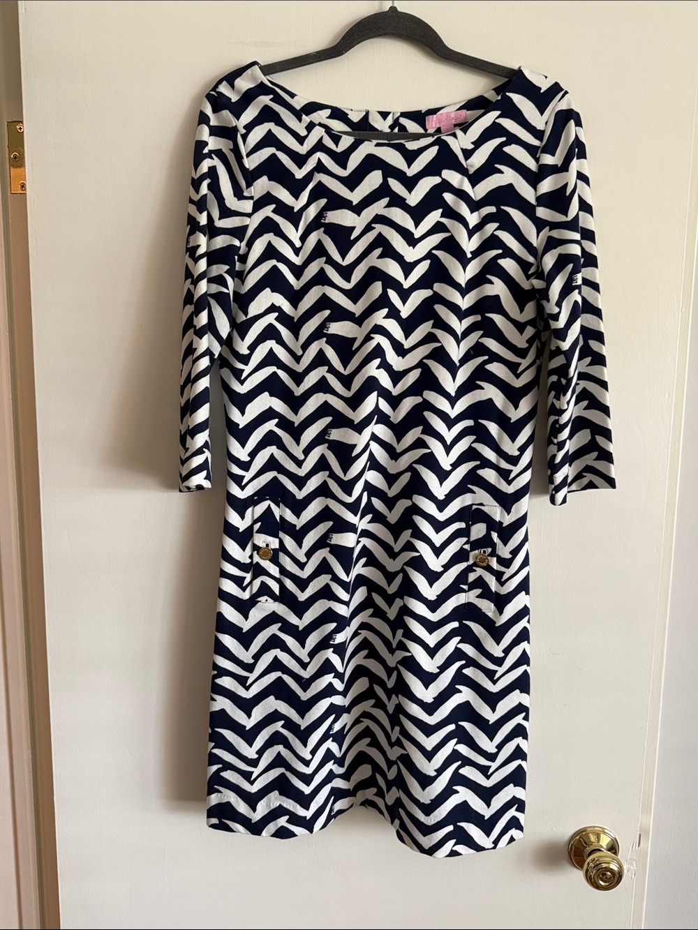 Lilly Pulitzer Navy and White Chevron Mini Dress